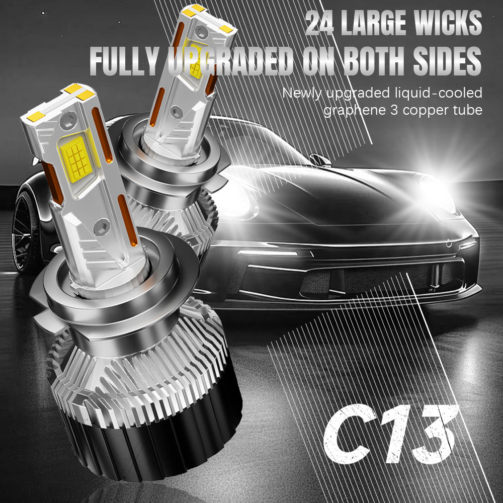 High Power Car LED Headlight with 3 Copper Tubes 240W